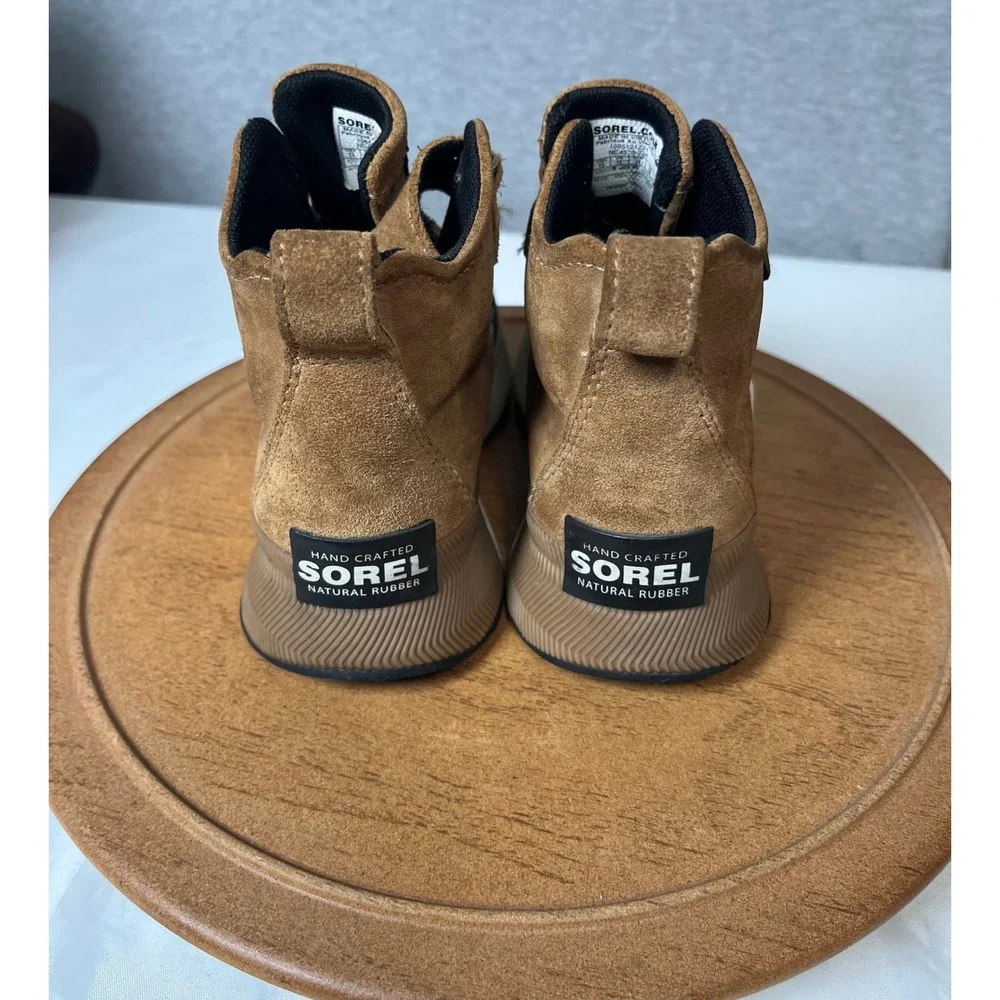 Sorel Kids Out N About Classic Waterproof Suede Boots Tan Black NC4578-224 Sz 13